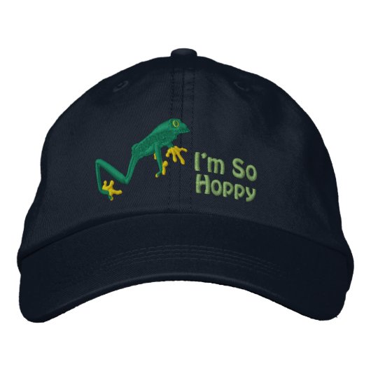 Stickere Baseballkappe mit Laubfrosch Bestickte Baseballkappe (Vorderseite)