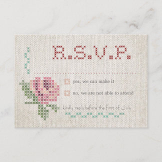 Stickerei-Antike-Hochzeits-Antwortkarte RSVP Karte
