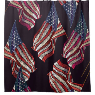 Stickerei auf amerikanischer Flagge: patriotisches Duschvorhang