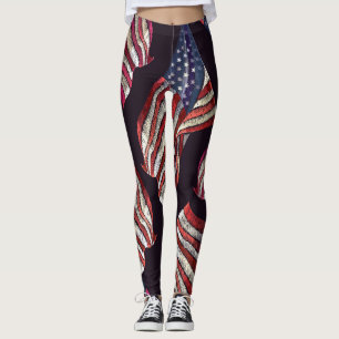 Stickerei auf amerikanischer Flagge: patriotisches Leggings