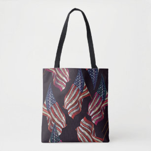 Stickerei auf amerikanischer Flagge: patriotisches Tasche