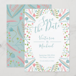 Stickerei Einladungen mit floraler Save the Date