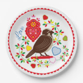 Stickerei für Vögel Pappteller (Vorderseite)