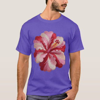 Stickerei Hibiskus Oversibel T-Shirt