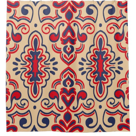 Stickerei: Ikat-Stoffmuster Duschvorhang (Vorderseite)