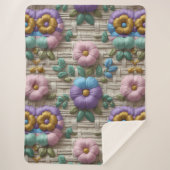 Stickerei im Blumenstil | Plush & Cosy Sherpadecke (Vorderseite)