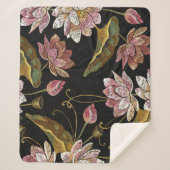 Stickerei Lotus Blume Nahtloses Muster Sherpadecke (Vorderseite)