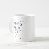 "Stickerei macht mich glücklich zu sehen. Kaffeetasse (Vorderseite Links)