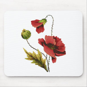 Stickerei mit Crewel-Garn Roter Mohn Mousepad