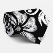 Stickerei mit weißem Hibiskus Krawatte (Gerollt)