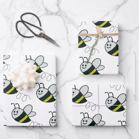 Stickerei Niedliche BienenBaby-Dusche Geschenkpapier Set (Vorderseite)