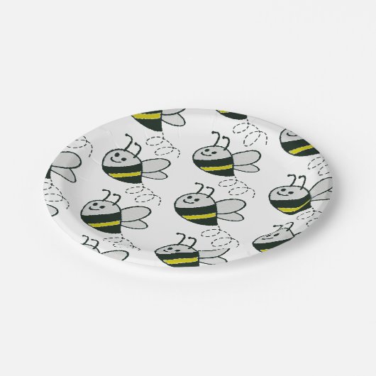 Stickerei Niedliche BienenBaby-Dusche Pappteller (Schrägansicht)