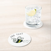 Stickerei Niedliche BienenBaby-Dusche Runder Pappuntersetzer (Vor Ort)