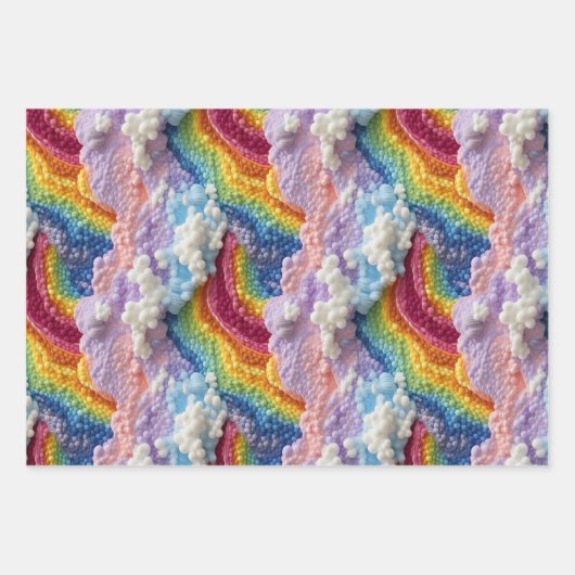 Stickerei Rainbow, Sky und Cloud Design Geschenkpapier Set (Vorderseite 3)