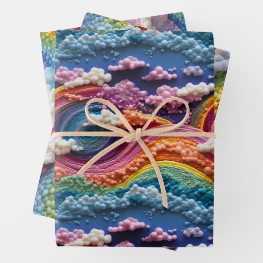 Stickerei Rainbow, Sky und Cloud Design Geschenkpapier Set (Beispiel)