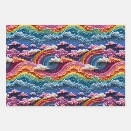 Stickerei Rainbow, Sky und Cloud Design Geschenkpapier Set (Vorderseite)