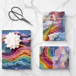 Stickerei Rainbow, Sky und Cloud Design Geschenkpapier Set