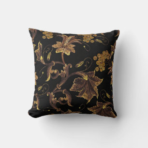 Stickerei-Renaissance goldenes florales nahtloses Kissen
