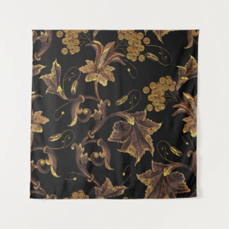 Stickerei-Renaissance goldenes florales nahtloses Wandteppich