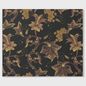 Stickerei-Renaissance goldfarbenes, nahtloses Pfla Geschenkpapier (Flach)