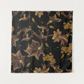 Stickerei-Renaissance goldfarbenes, nahtloses Pfla Wandteppich (Vorderseite (Horizontal))