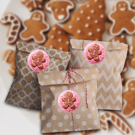 Stickerei Rosa Weihnachtsgingerbrot Mann Runder Aufkleber