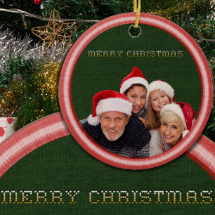 Stickerei-Stiche und Stoff Foto Weihnachten Keramik Ornament