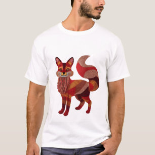 Stickerei-Stil Fuchs Grafik T-Shirt - Lebendiges W