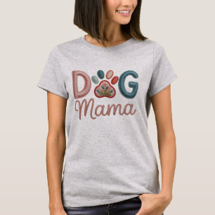 Stickerei-Stil Hundemama - Muttertag T-Shirt