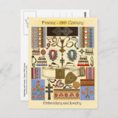 Stickerei und Schmuck - Frankreich, 19. Jahrhunder Postkarte (Vorne/Hinten)