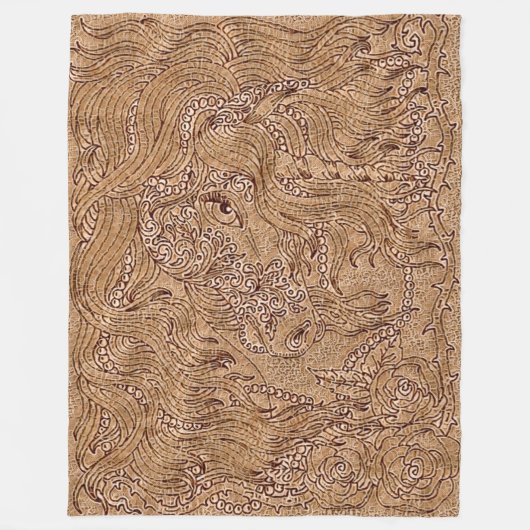 Stickerei Unicorn Holzart Fleecedecke (Vorderseite)