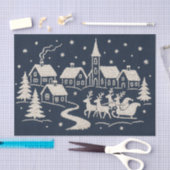 Stickerei Weihnachten Schnee Village Szene Blau We Seidenpapier (Handwerk)