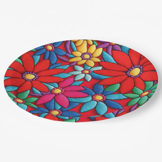 Stickereidesign Pappteller (Schrägansicht)