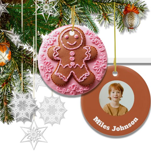 Stickereieffekt Weihnachten Lebkuchen Foto Keramik Ornament
