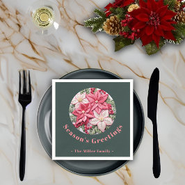 Stickereieffekt Weihnachten Poinsettia Individuell Serviette