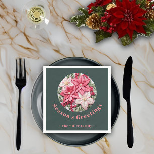 Stickereieffekt Weihnachten Poinsettia Individuell Serviette