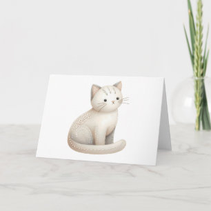 Stickereien Beige Kitty Cat Boho Blank Karte