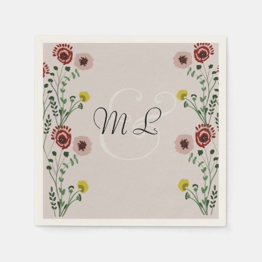 Stickereien botanischer Blumengarten Serviette (Vorderseite)