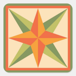 Stickereien - Der geschliffene Stern (orange/grün) Quadratischer Aufkleber