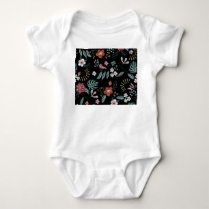 Stickereien floral Neckline, Vintag Bouquet. Baby Strampler