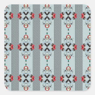 Stickereien für Schädel und Spinnen Quadratischer Aufkleber