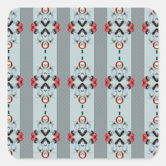 Stickereien für Schädel und Spinnen Quadratischer Aufkleber (Vorderseite)