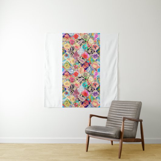 Stickereien mit Blumennekkeramik mit Blume und Wandteppich (Beispiel (Horizontal))