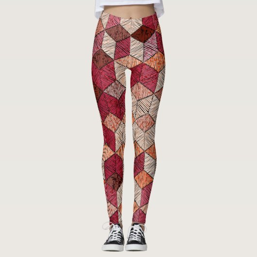 Stickereien mit Hexagons: Bohemisches Patchwork Pr Leggings (Vorderseite)