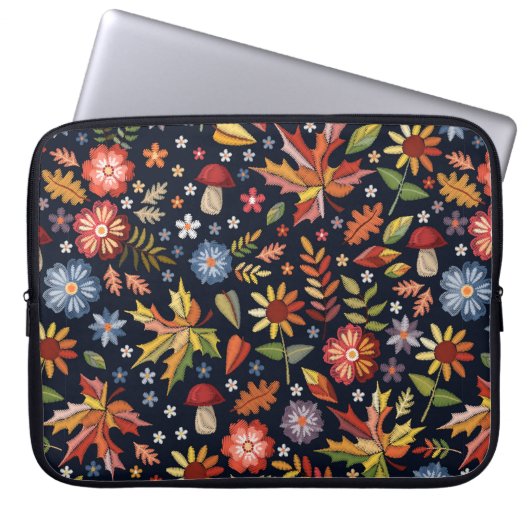 Stickereien nahtlos mit schönen Blume Laptopschutzhülle (Vorderseite)