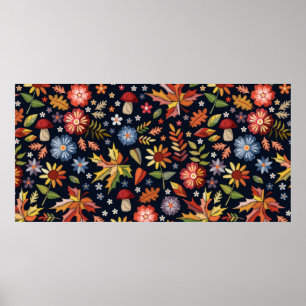 Stickereien nahtlos mit schönen Blume Poster
