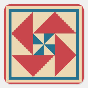 Stickereien - Patriotische Spin (rot) Quadratischer Aufkleber