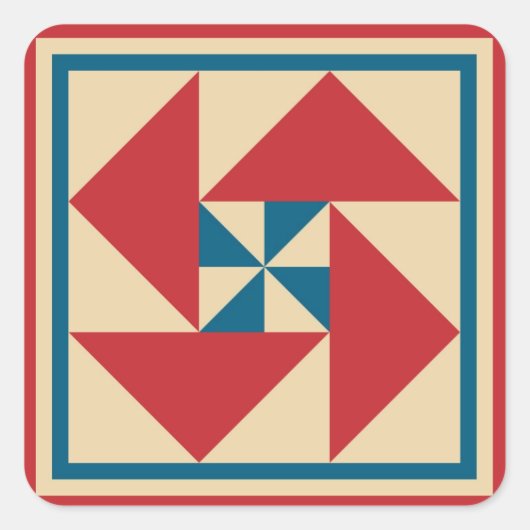 Stickereien - Patriotische Spin (rot) Quadratischer Aufkleber (Vorderseite)