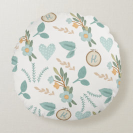 Stickereien von Blume Design Crafters Blue Monogra Rundes Kissen