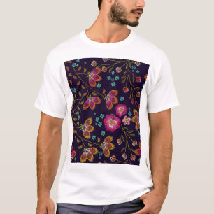 Stickereien von Blume: nahtlose Modemuster T-Shirt